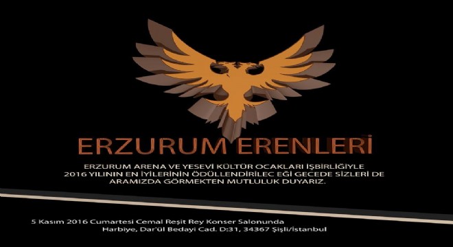 Erzurum Erenleri ödül töreni 5 Kasım'da