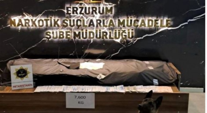 Erzurum'da 7.6 kilo metamfetamin ele geçirildi