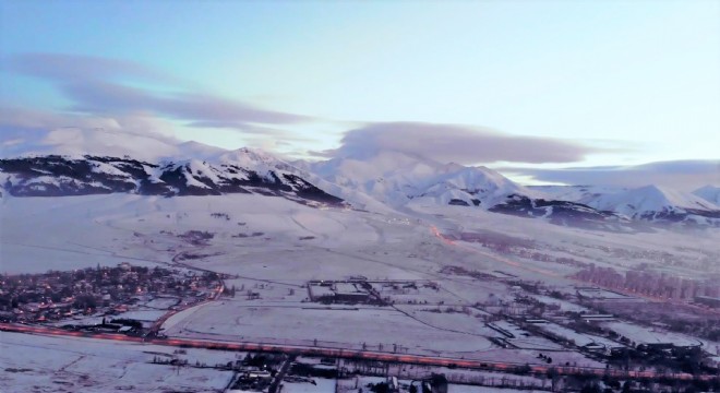 Erzurum'dan drone ile beyaz manzara
