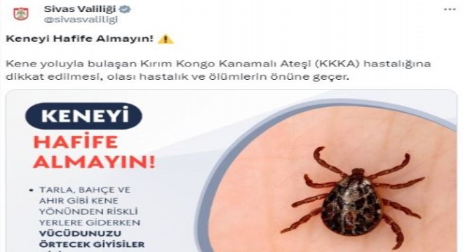 Sivas Valiliği uyardı: ‘Keneyi hafife almayın'